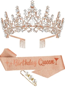 Birthday Queen Sash And Crown Gold Birthday Sash For Women Birthday Crown Adult Woman Crystal Birthday Tiaras For Princess Crowns Birthday Decoration