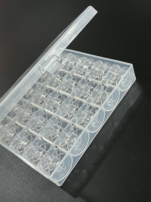 25pcs Transparent Plastic Bobbins With Storage Box - Durable, Suitable For Sewing Machine Bobbin Winder, Sewing And Embroidery