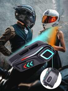 GENAI Wireless Earphones . Motorcycle Helmet Companion . Hands-Free Communication With HiFi Audio, LED Safety Lights, Waterproof, And Noise Reduction For Clear Riding Experience