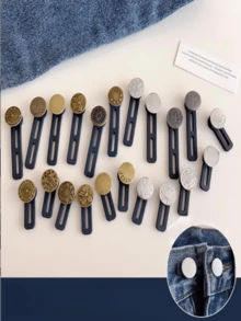 可调节牛仔腰部延长器 - 无缝可拆卸牛仔布纽扣扩展器，完美贴合，牛仔裤腰部延长器，可扩展纽扣弹性腰带延长器，无需工具，纽扣延长器，可调节腰带扣，伸缩腰带延长器，颜色随机，无需缝纫纽扣，易于使用，无弹性，延长长度 1.8 厘米，适合男士和女士，非常适合女性，母亲节礼物，颜色和款式随机 - 彩色 - 查看 15
