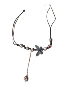 1 件女士波西米亚风格复古蝴蝶吊坠多层可调节手工串珠项链 - 棕色 - 查看 7