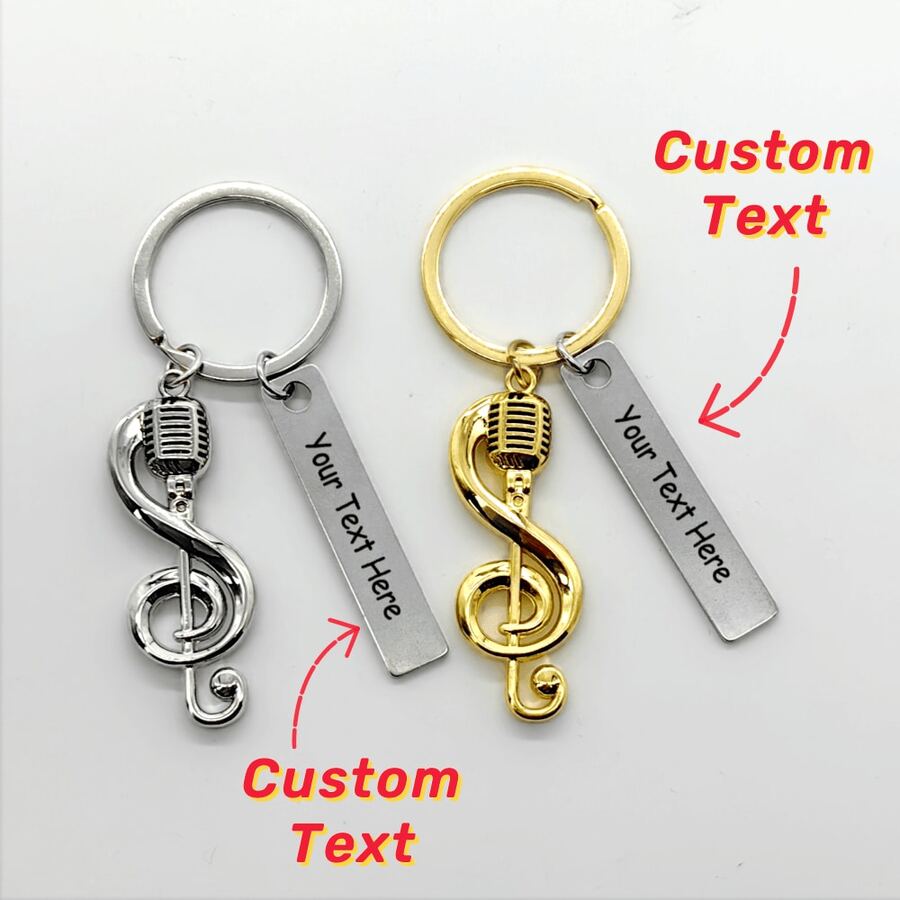 Llavero personalizado con nota musical, llavero personalizado de micrófono, regalo para cantante, regalo para amantes de la música, accesorio de graduación, regalos de Navidad para mujeres y hombres - Multicolor - Ver 1
