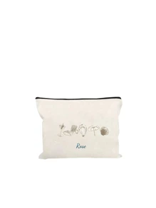 1 Customized Lightweight Stylish Simple Large Capacity Cosmetic Bag With Seaside Shell Elements, Zipper Closure, Nylon Material, Suitable For Women'S Daily Use, Work And Beach Vacation. Customizable Personalized Name Or Holiday Toiletry Bag