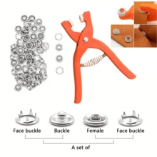 201件五爪扣安裝套件,衣扣維修套件,附壓合工具,無需縫紉的扣子,容易安裝（50套扣子,1個安裝工具） - 彩色 - 查看 2