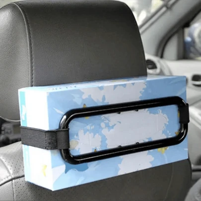 1 Stück universeller Autotaschentuchhalter mit verstellbarem Gurt - gelbe Kunststoffbox für Taschentücher, Toilettenpapier und Organizer Taschen - geeignet für Sonnenblende und Armaturenbrett Aufbewahrung, Armaturenbrett Organizer | Dekorative Box | Haltbarer Kunststoff, Taschentuchhalter