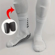 2 piezas Mallas de fútbol genéricas, mini ligeras, blancas - Mallas de fútbol mini de material PET duradero, talla XS-S, aptas para todas las estaciones, con pie cerrado - Equipo protector deportivo multifuncional apto para hombres y mujeres, equipo de fútbol mini resistente y duradero, sin carga, sin batería - Opción ideal para Acción de Gracias, apta para fútbol juvenil y celebración de adultos, Espinillera de fútbol mini - Multicolor - Ver 3