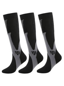 3 Pairs Compression Socks For Men And Women High Stretch Outdoor Sport Leg Support Stockings, Running, Athletic, Nursing S-XXL