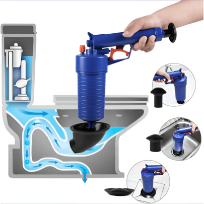 1 Peça Dispositivo Desentupidor de Vaso Sanitário Poderoso, Anti-Respingos, Pneumático de Alta Pressão, Desentupidor de Dreno, Desentupidor de Banheiro, Pia, Banheira, na Cor Preta