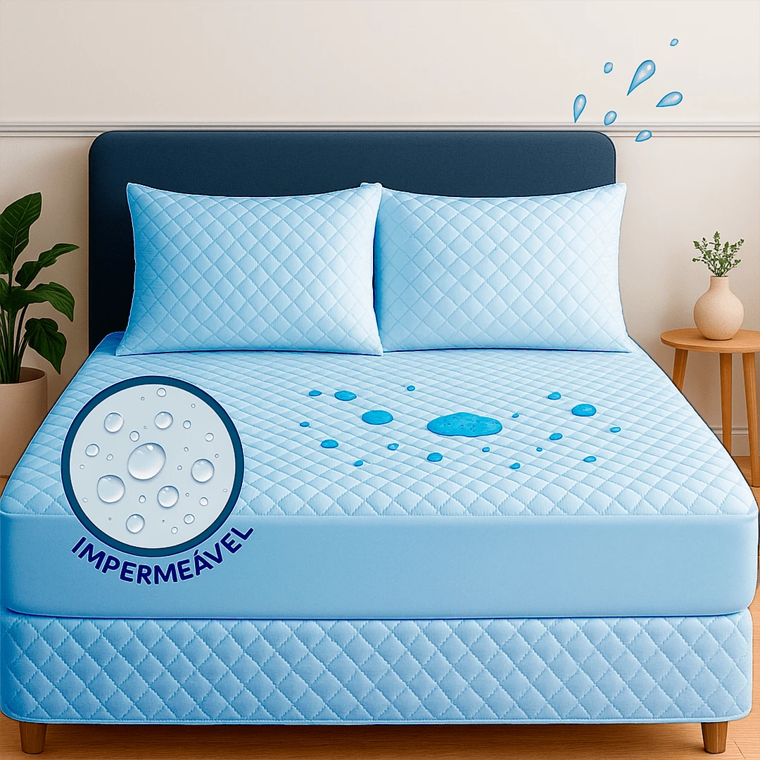 Waterproof Box Spring Cover Protector Kit With 4 Layers Of Protection + Waterproof Pillow Protector - Various Sizes - Màu xanh lam - Xem 1