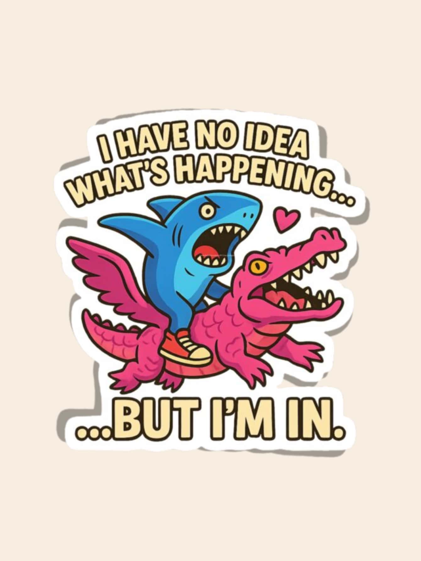 Pegatina con diseño de tiburón del meme "Italian Brainrot - I'm In", pegatina de meme divertida, pegatina de vinilo para botellas de agua, Kindle, teléfonos, libros - Multicolor - Ver 1