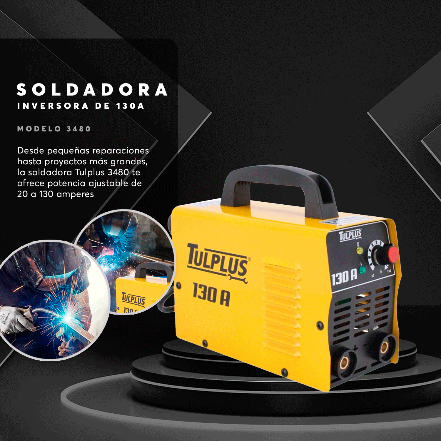 Adir Mini Soldadora Inversora 130A con Kit  Completo para Electrodo Revestido Amarillo 3480 - Amarillo - Ver 1