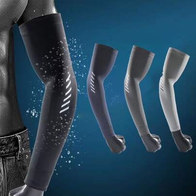 1pair Summer Lightweight Breathable Refreshing Quick-Drying Elastic Ice-Sense Arm Sleeves - Suitable For Mountaineering, Cycling, Fishing Sleeves Cover Arms Arm Warmers Autumn Outfits Halloween Costumes Black Arm Sleeve Gifts For Men