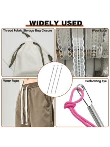 3 dụng cụ xỏ dây rút lò xo kẹp xỏ dây có thể uốn cong dụng cụ xỏ dây áo hoodie đa năng dụng cụ thay thế dây rút khâu tay, xỏ dây lò xo cho quần nỉ quần short áo khoác - Nhiều màu - Xem 3