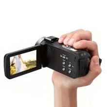 SEREE HD Wide Angle Camcorder With 270° Rotating Flip Screen, 16x Digital Zoom, 1080P Video, 2.4-Inch Display, 32GB Memory Card, Built-In Battery/USB Charging For Home Travel Concert (Portable Black/Red/White) - 黑色 - 查看 3