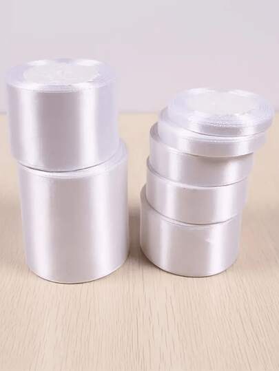 1 条白色缎带，多种宽度：0.6/1/1.5/2/2.5/4/5 厘米、缎带蝴蝶结、彩色缎带、涤纶缎带、礼盒丝缎带、提花缎带