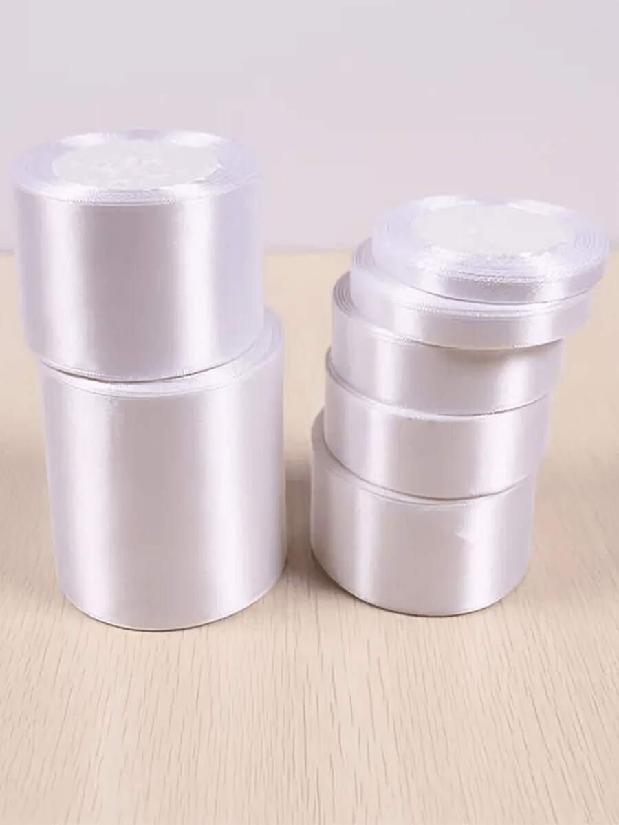 1 条白色缎带，多种宽度：0.6/1/1.5/2/2.5/4/5 厘米、缎带蝴蝶结、彩色缎带、涤纶缎带、礼盒丝缎带、提花缎带 - 白色 - 查看 1