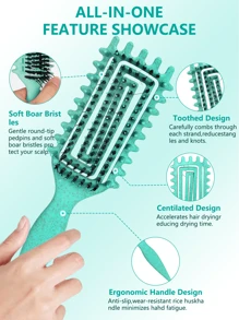 2025 Latest Wild Boar Bristle Styling Brush, Suitable For All Hairstyles And Women's Curling Needs; Valentine's Day-Themed T-Shirts With Boy And Girl Heart Designs, Heart Pattern Knitted Sweaters; Ergonomic Comb, Practical For All Seasons, Made Of ABS Material, Basic Style And Function, Ideal For Wet/Dry Hair And Makeup Grooming.