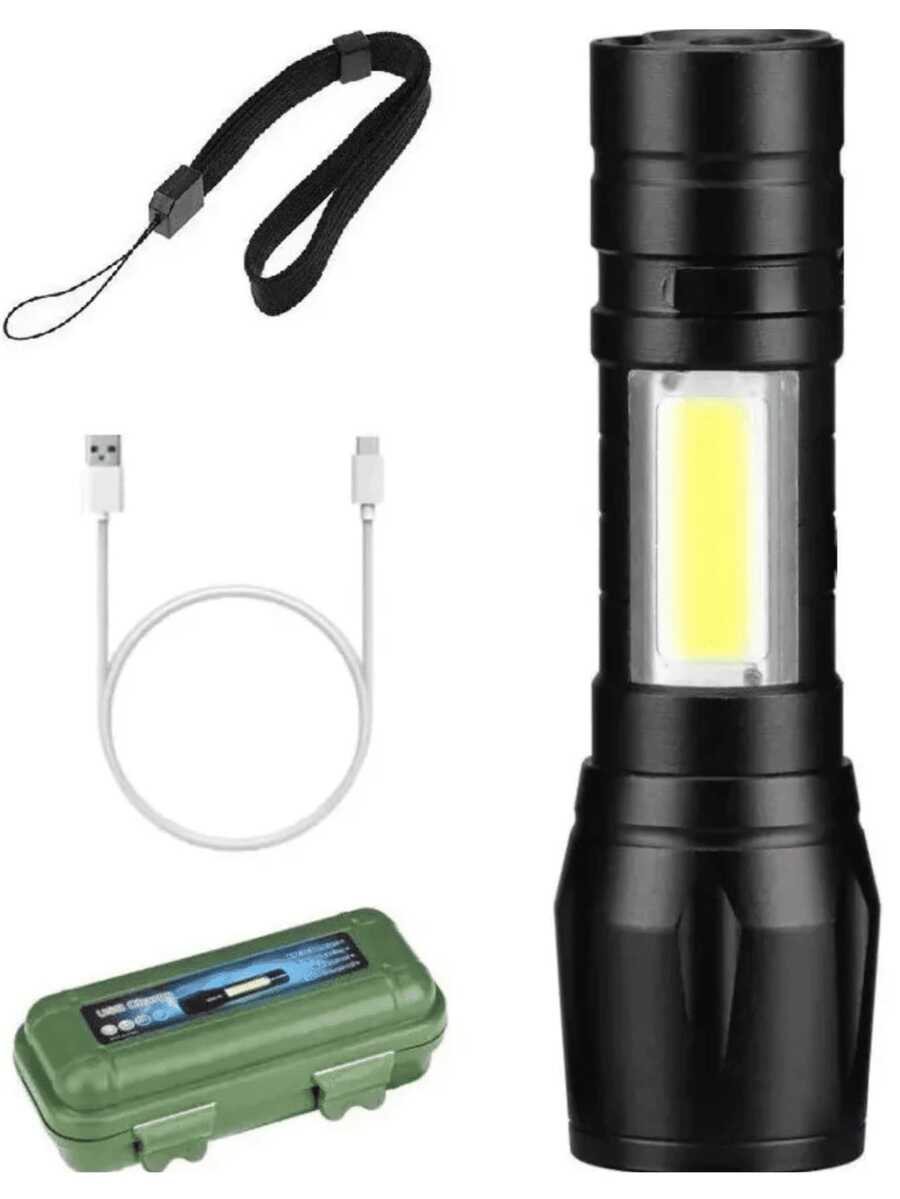 Rechargeable Tactical Lamp 2000l Side Flashlight - Black - View 1