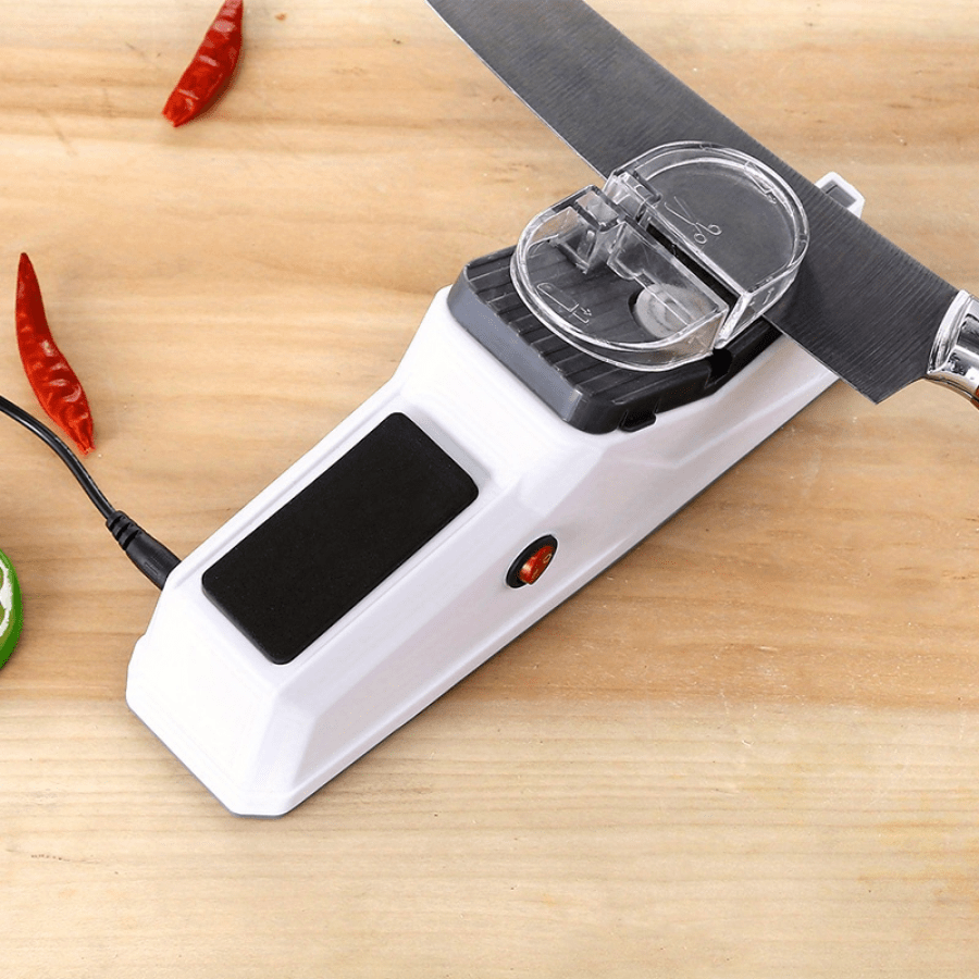 Afilador de cuchillos eléctrico USB - Afilado rápido para cuchillos rectos y tijeras - Piedra de afilado multifuncional Utensilio de cocina para uso doméstico y profesional