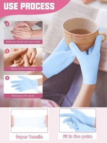 1Pair Blue Moisturizing Hand Gloves, For Dry Cracked Skin Softening Exfoliating Feet Hand Care Tools, Soft Silicone Gel, Skin Repairing, Reusable, Suitable For Hand Care, Beige/Pink,Hand Care,Gift,Care Tools, Soft Silicone Gloves, Gel Spa Moisturizing Gloves, Aloe Vera Lotion Gloves For Repairing Dry, One Size Fits All, Ideal For Home Hydration, Moisturizing Hand Gloves,Gift For My Mother,Mother's Day,Travel Accessories