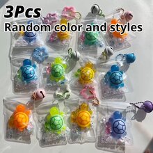 3 قطع سلاسل ترهيط سلحفاة صغيرة تضيء في الظلام، ألوان وأنماط عشوائية، قلادة حقيبة جميلة، تذكارات حفلة، هدية لعشاق السلاحف