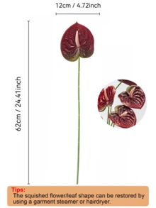 1 CÁI/3 CÁI/5 CÁI Hoa Loa Kèn Anthurium Nhân Tạo (Màu Đỏ) Dùng Cho Đám Cưới, Văn Phòng, Tiệc Khách Sạn, Trang Trí Bàn Nhà - Màu Đỏ Sâu - Xem 3