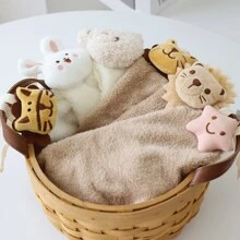 1 pièce Serviette imprimée avec motif d'animal de la forêt mignon, serviette carrée en polaire douce, chiffon de nettoyage absorbant polyvalent pour la décoration de la salle de bain et de la cuisine, été