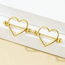 2pcs Fashionable Sexy Hollow Heart-Shaped Nipple Rings