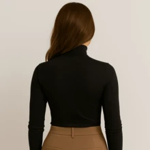 KIT 4 Basic Plain Viscolycra Blouse Long Sleeve High Neck Comfort - 彩色 - 查看 3