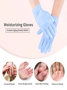 1Pair Blue Moisturizing Hand Gloves, For Dry Cracked Skin Softening Exfoliating Feet Hand Care Tools, Soft Silicone Gel, Skin Repairing, Reusable, Suitable For Hand Care, Beige/Pink,Hand Care,Gift,Care Tools, Soft Silicone Gloves, Gel Spa Moisturizing Gloves, Aloe Vera Lotion Gloves For Repairing Dry, One Size Fits All, Ideal For Home Hydration, Moisturizing Hand Gloves,Gift For My Mother,Mother's Day,Travel Accessories