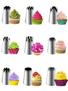 6pcs/9pcs/12pcs Extra Large Cake Piping Nozzles For Baking Tools