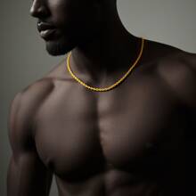 dollrinboy 1pc 18K Gold Plated Stainless Steel Rope Chain Necklace For Men And Women