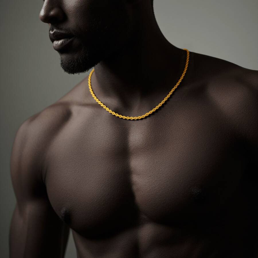 dollrinboy 1pc 18K Gold Plated Stainless Steel Rope Chain Necklace For Men And Women