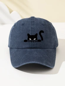 1 pieza Gorra de béisbol suave con estampado divertido de gato juzgando para mujer, diseño de patrón de animal lindo, talla ajustable, adecuada para deportes al aire libre, campamento, viajes, regalo festivo - D - Ver 20