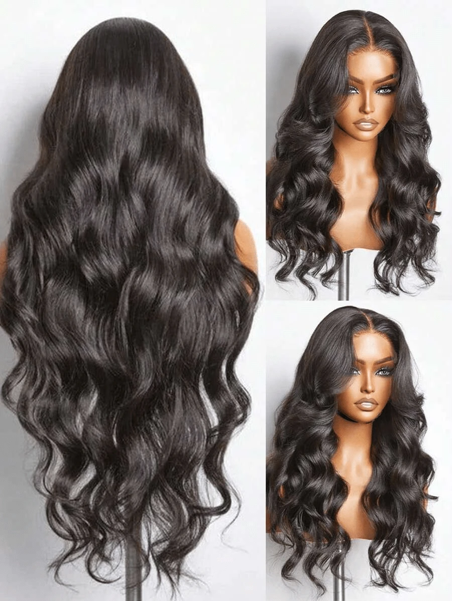 Bling Hair Glueless Wear And Go Human Hair Wig Body Wave 13x4 13x6 360 Lace Front Wig For Women 180% Density Pre-Cut Transparent Invisible Wigs Pre-Plucked With Baby Hairs Ready To Wear Brazilian Remy Hair - Natural Black - 查看 1
