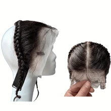 12 cali 13x4 koronka czołowa z warkoczami Remy brazylijskie włosy ludzkie koronka czołowa na peruki z pałąkiem na głowę klipsy koronka czołowa żelowe rozszerzenie turbanu peruka