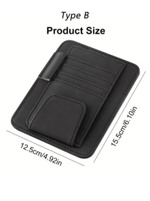 1pc Car Sun Visor Storage Bag, Leather Zippered Organizer Pouch, Multi-Function Card Holder, Suitable For Men And Women