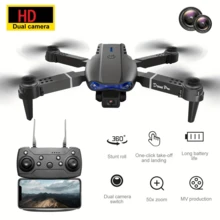 Dual-Camera E99 Drone, 1080P HD Foldable Beginner Drone For Kids And Adults. Remote-Controlled Quadcopter With Stable Hovering Capability And One-Touch Launch-The Perfect Gift For Christmas And Halloween. - 黑色 - 查看 2