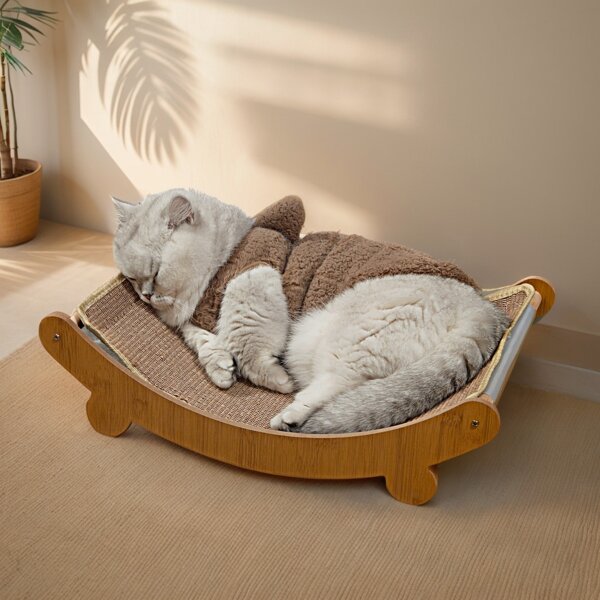 1pc Pet Indoor Cat Scratching Board Bed With Cat Bed In One, Cat Scratching Board Hammock, Cat Chair, Natural Sisal Cat Scratching Post, Suitable For Large Cat Scratching Board Lounge, Wooden Cat Furniture Wear-Resistant And Non-Shedding Cat Scratching Board Nest Sofa Recliner Integrated Claw Pad Wear-Resistant Toys