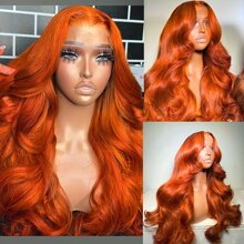 40 Inch 200% Density 13x4 HD Transparent Lace Front Wig - Ginger Orange Body Wave Glueless Wig With Pre-Plucked Hairline | Natural Look For Women & Men, All Ethnicities, Versatile Hairpiece, Elegant Hairpiece