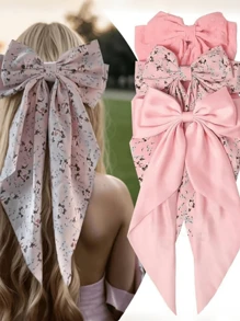 1 pieza Pinza de pelo con clip de mariposa de doble capa, con estampado de cereza y cinta de tela teñida de arándano, accesorio de pelo lindo adecuado para uso diario