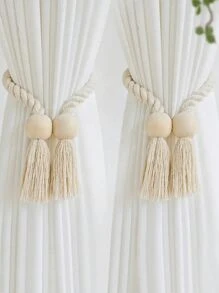 1/2/4/8 szt. Magnetyczne uchwyty do zasłon okiennych, proste drewniane klamry z frędzlami, odpowiednie do sypialni, salonu, kuchni i dekoracji domu