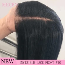 MECRY 欧美时尚假发 - 畅销 13x4 蕾丝前卷发，适合女性，优雅自然的接发，适合所有种族，多种造型，牢固贴合，假发无胶假发假发前部假发人发混合发合成蕾丝前假发混合发由人发与合成纤维和蛋白质细丝混合制成前部假发人发假发前部无胶 - 自然色&黑色系 - 查看 3