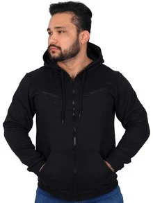 Sweatshirt Coat Cold Weather Blouse Sports Jacket Open Tracksuit - Negro - Ver 2