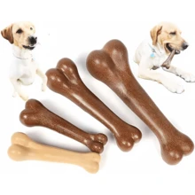 狗骨头咀嚼玩具几乎坚不可摧天然防咬幼犬玩具适用于小型中型大型犬宠物咀嚼游戏狗牙齿磨牙骨头玩具咀嚼互动玩具牛肉香味幼犬牙齿护理棒宠物产品 - 棕色 - 查看 10