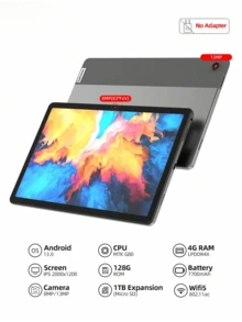 Lenovo 启天 K10pro 平板电脑安卓 13 4GB+128GB 联发科 G80,10.61 英寸 2K,2000*1200,IPS,8MP+13MP 双摄像头 Wifi5,蓝牙 5.0,7700mAh,TB223FC,支持 1TB SD 扩展,无适配器