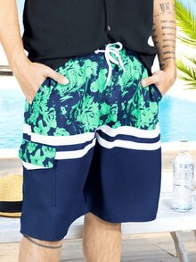 Short Playa y Alberca Hombre Estampado Traje Baño con Forro - Verde - Ver 5