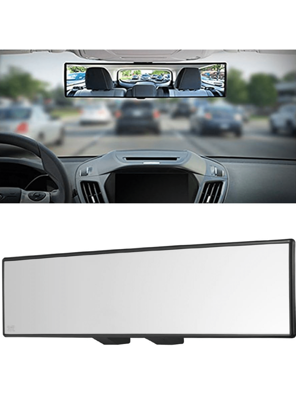 Espelho Retrovisor Acrílico, Espelho Retrovisor Panorâmico Antiofuscante Cromado Universal de 12 Polegadas Convexo, Extensor de Espelho de Ângulo Extra Amplo, Reduz os Pontos Cegos para Carros, SUVs, Caminhões