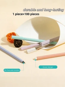 6pcs Creative Black Tech No-Need-Sharpening Everlasting Pencil, Ink-Free For Students, Drawing, School And Office Supplies (Random Color) Back To School