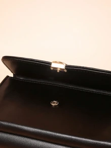 Bolsa transversal de couro PU, estilo novo de 2025, painel grande com design estampado, ferragens com padrão floral, alça larga de cor sólida versátil, compartimentos internos para cartões, adequada para celular, moedas e documentos